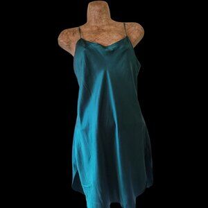 Vtg Victoria Secret Gold Tag 80s 90s Y2k Green Silk Slip Chemise Size S